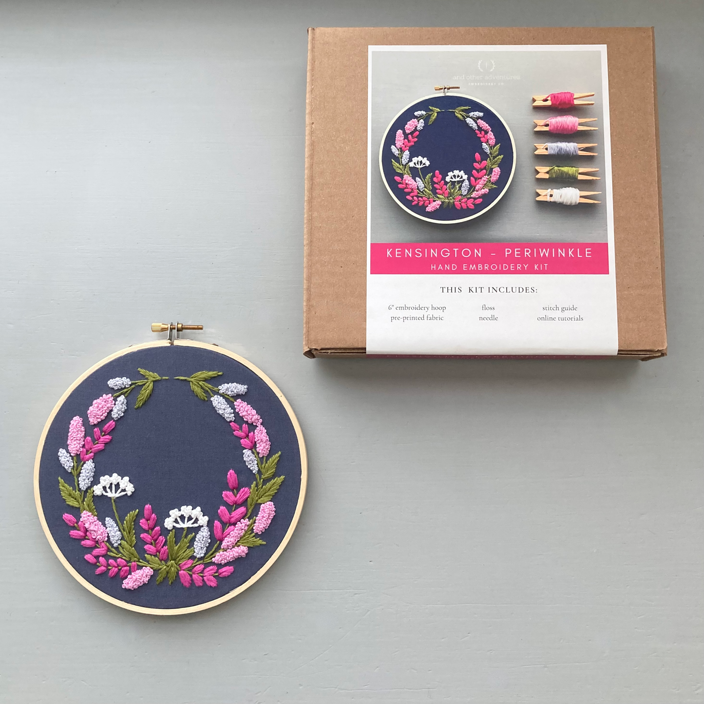 Hand Embroidery Kit - Kensington Periwinkle