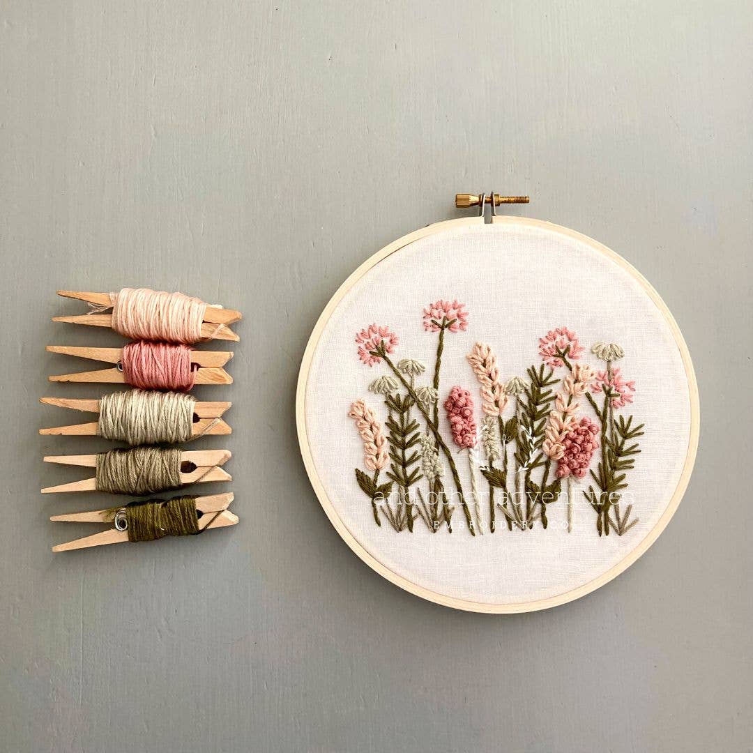 Hand Embroidery Kit - Meadow in Blush & Olive